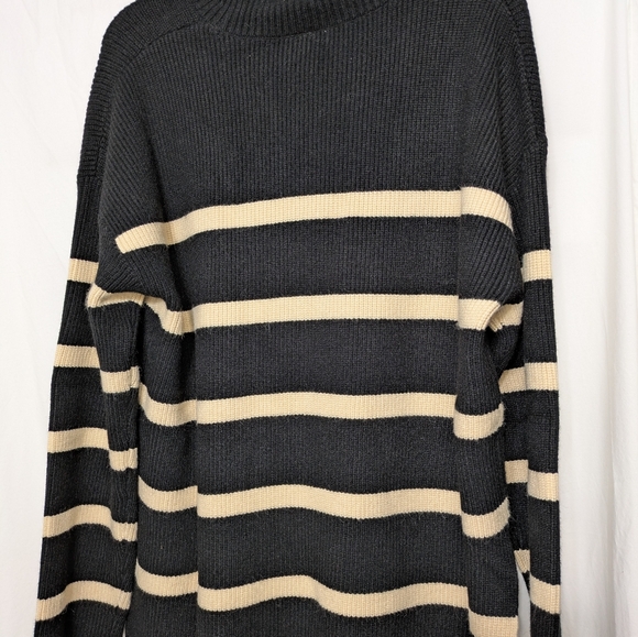 The Drop Camilla Striped Turtleneck Sweater XXL NWT Black & Crème Brûlée Cozy - Picture 2 of 3